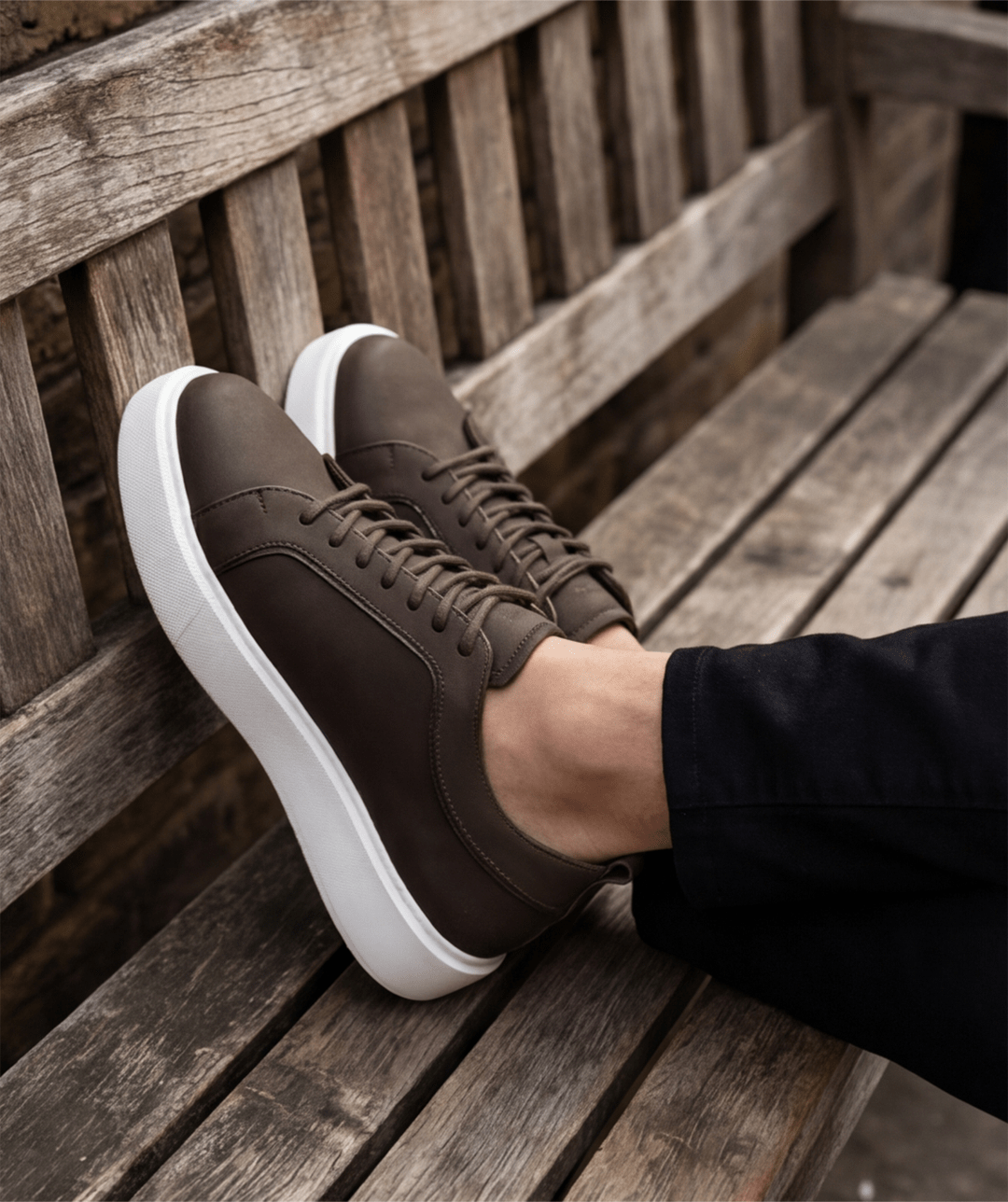 Sneakers Pralos en Cuir - semelle blanche - PRALOS