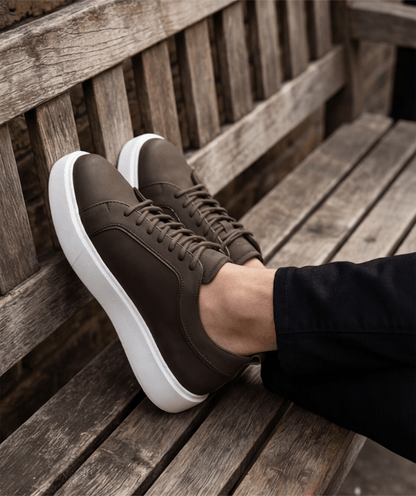 Sneakers Pralos en Cuir - semelle blanche - PRALOS