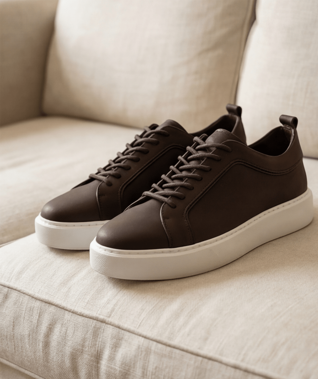 Sneakers Pralos en Cuir - semelle blanche - PRALOS